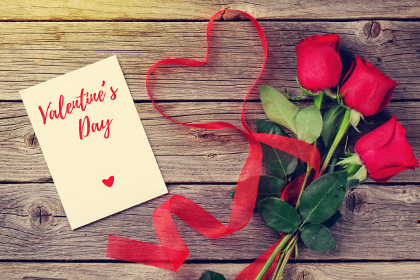 红玫瑰和情人节卡片素材图片