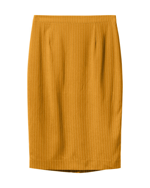 橙色优雅的条纹铅笔裙孤立在白色图片下载