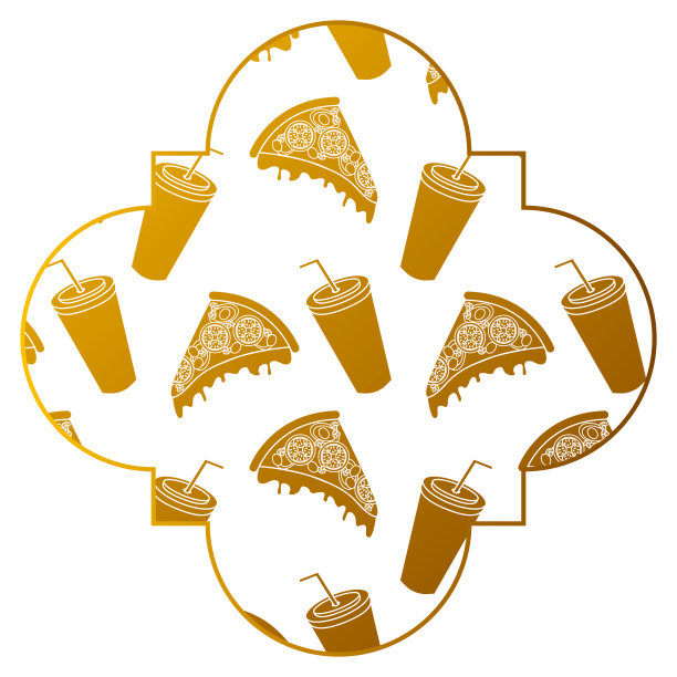 框架与比萨和苏打水图案的背景图片下载