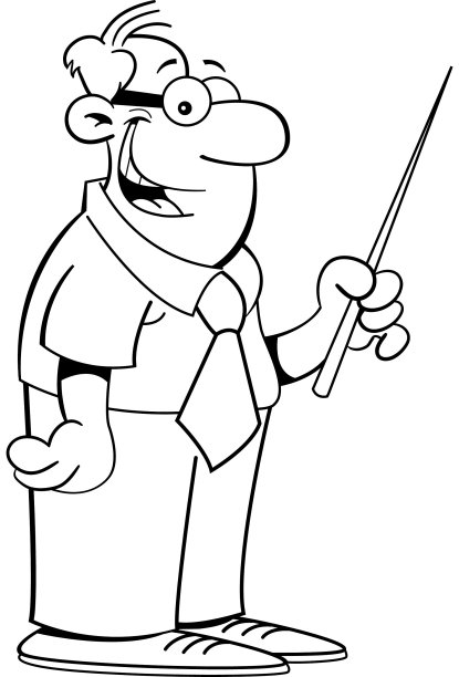 卡通人物拿着一个指针。图片下载