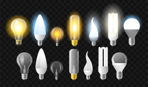 一组灯泡-现实的矢量孤立的剪辑艺术图片下载