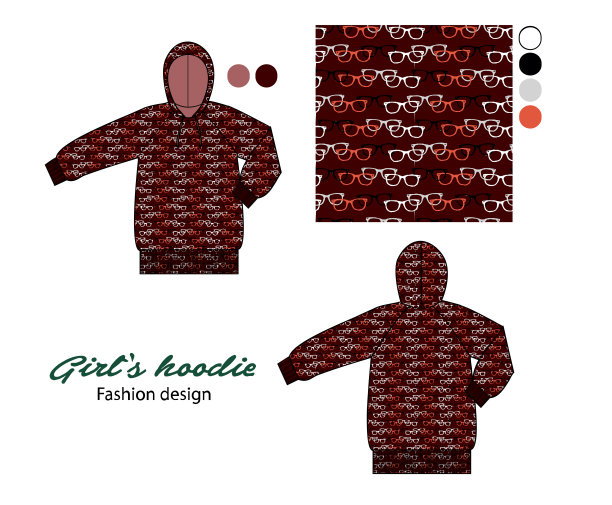 印花帽衫女孩在旅行者太阳镜艺术品图片下载