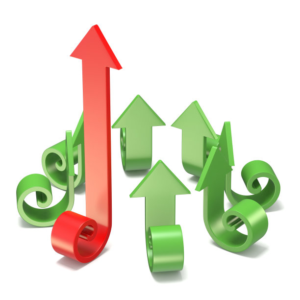 绿色螺旋箭头指向中心，其中一个红色箭头比其他3D箭头快图片下载