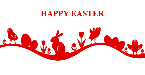 小鸡和兔子的复活节横幅图片下载