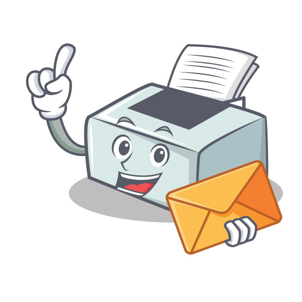 具有卡通人物风格的信封打印机图片下载
