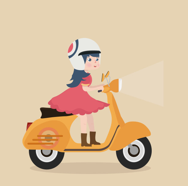 小女孩骑着黄色的摩托车图片下载
