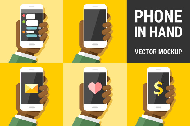 手用矢量手机上的彩色插图背景模型包6图片下载