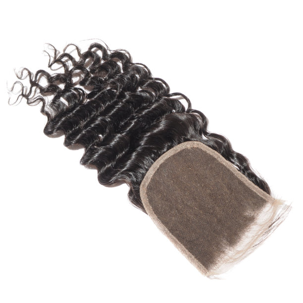 自由部分深波浪黑发编织延伸花边闭合图片下载