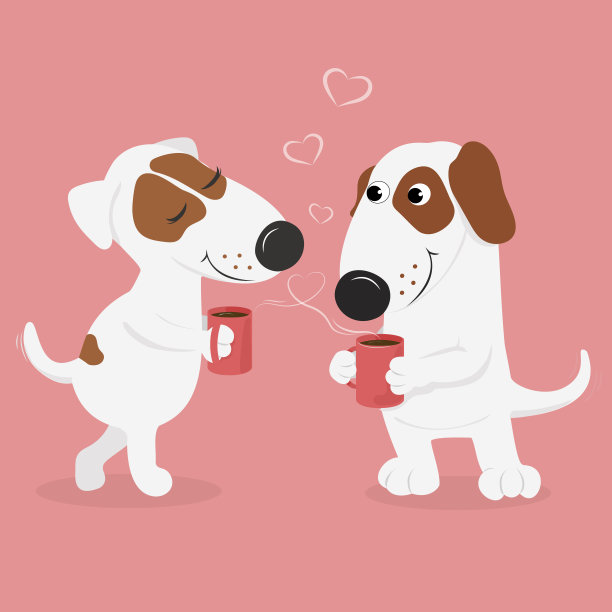 爱狗喝热咖啡。图片下载