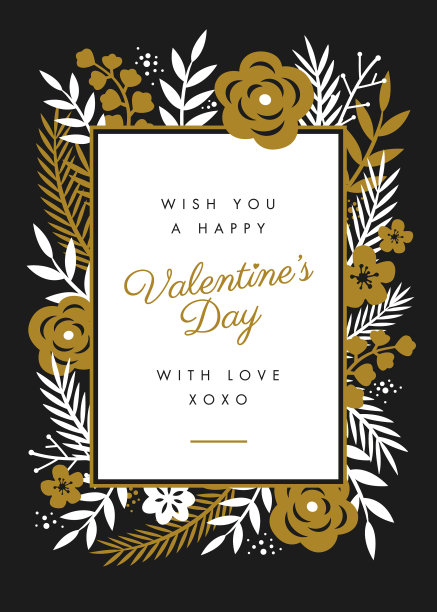 情人节贺卡设计与花的框架。图片下载