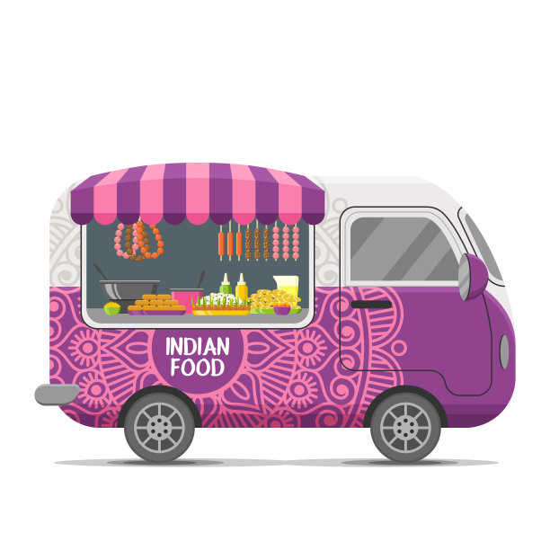 印度街头食物传播拖车图片下载