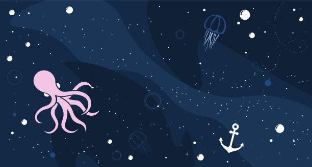 海洋生物可爱的蓝色背景图片下载