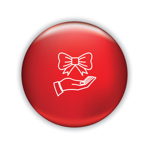 细线手和圣诞节图标在闪亮按钮上图片下载
