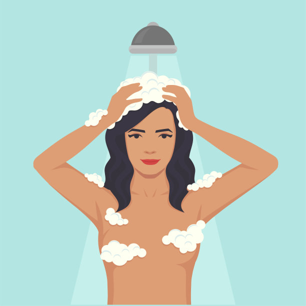 女人洗头，头发卫生，在浴室淋浴图片下载