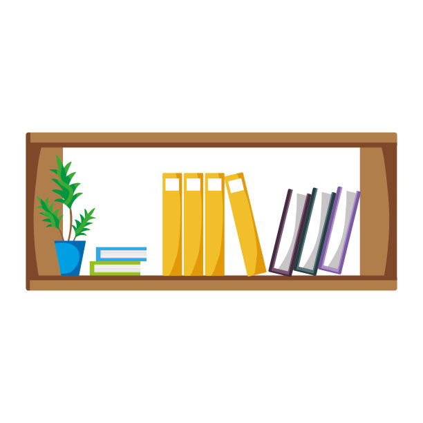 有植物和文件夹的办公室架子图片下载