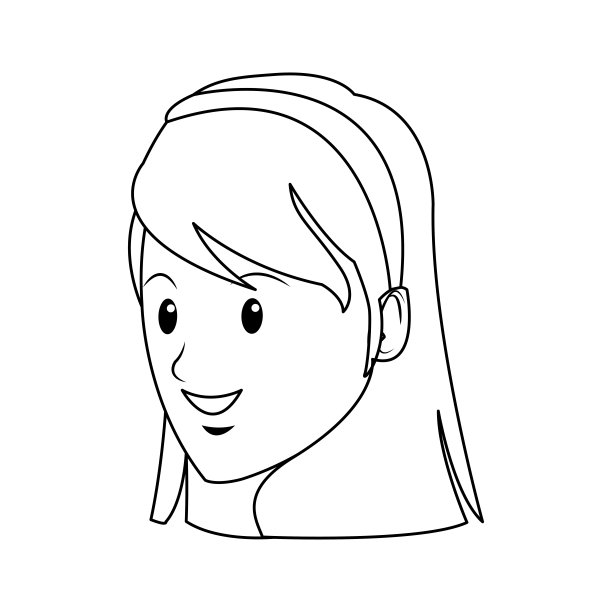 卡通脸年轻的女学生图片下载