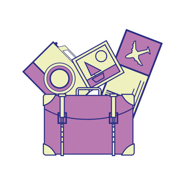 带相机和图片的彩色背包，适合旅游游客图片下载