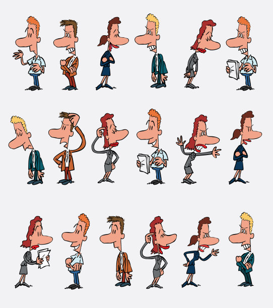 18个办公室职员角色的不同变体。char图片下载