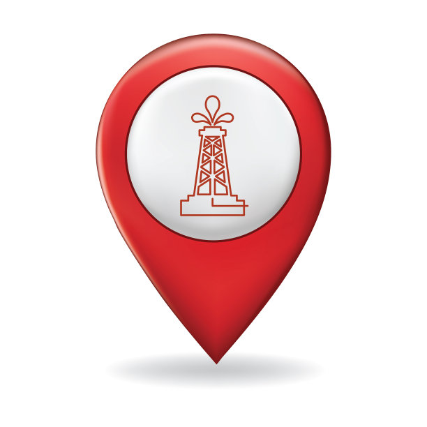 细线图标上的地图指针针-燃料工业图片下载