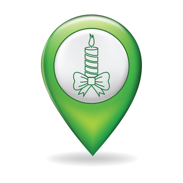 细线图标在地图指针针-圣诞节图片下载