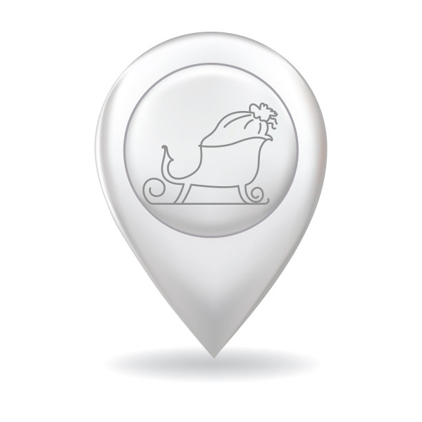 细线图标在地图指针针-圣诞节图片下载