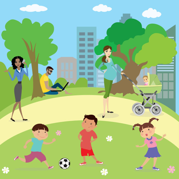 公园里的人和孩子们图片下载