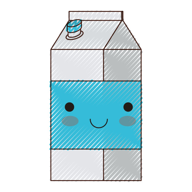 卡哇伊牛奶盒彩色蜡笔剪影图片下载