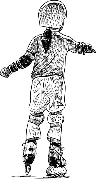 一个小女孩骑着旱冰鞋素材图片