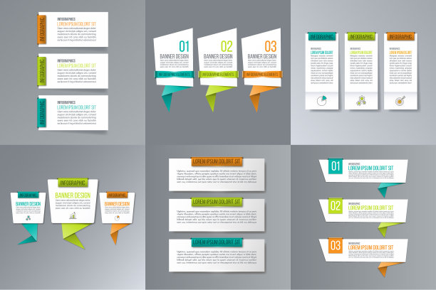横幅向量集合。用于业务演示的信息图表设计模板图片下载