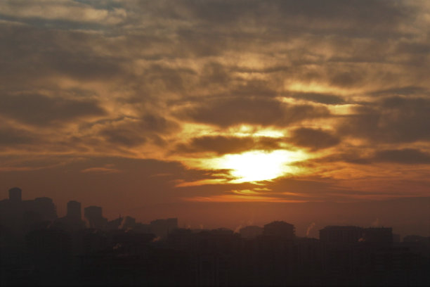 日落城市晨光图片下载