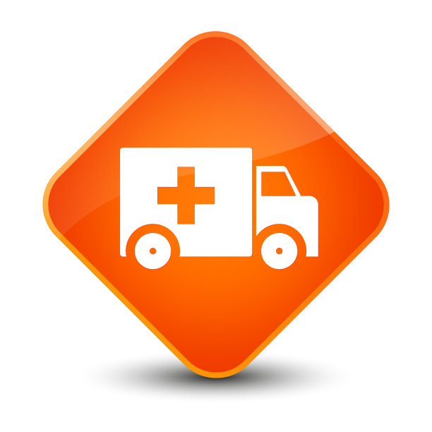 救护车图标优雅的橙色钻石按钮图片下载