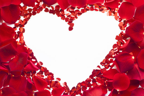 玫瑰花瓣做成的情人心图片下载