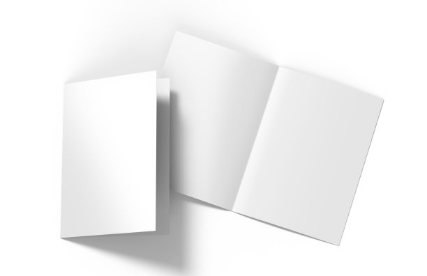A3 A4 A5半折或折叠宣传册空白白色模板，用于模拟和演示设计。三维演示图片下载