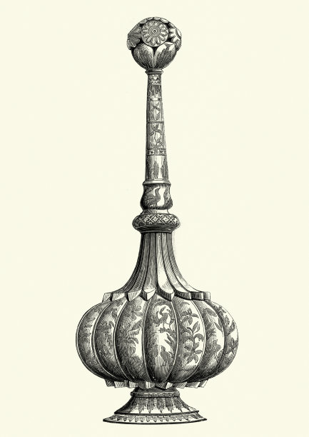 银色的印度玫瑰水瓶，18世纪图片下载