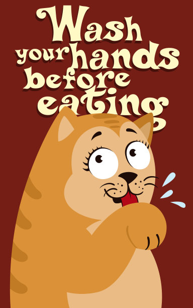 可爱的猫建议你洗手图片下载