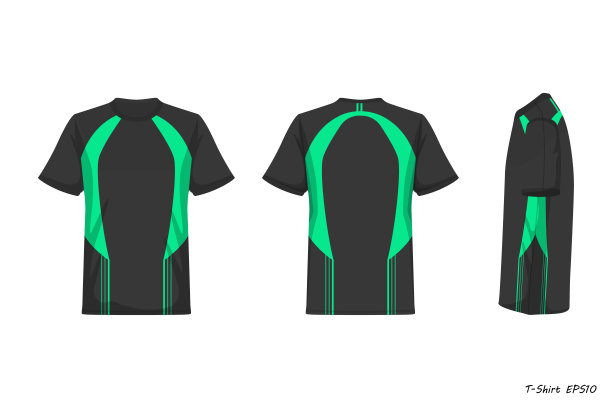 运动衬衫正面背面侧视图孤立在白色背景，矢量插图，运动服装时尚图片下载