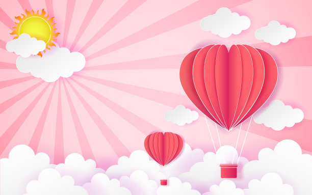 卡片情人节气球心爱情请帖上向量抽象背景图片下载