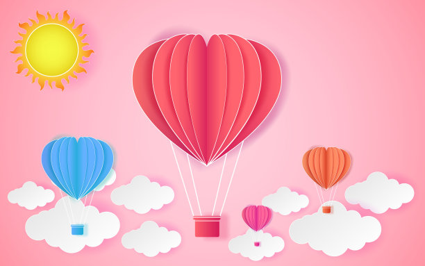 卡片情人节气球心爱情请帖上向量抽象背景图片下载