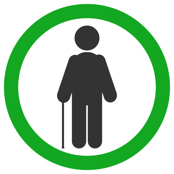 老人的剪影与藤在绿色圈。矢量图标图片下载