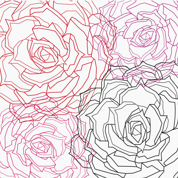 复古多汁白玫瑰墙纸矢量艺术图片下载