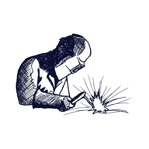 手绘符号焊工黑色剪影。向量图片下载