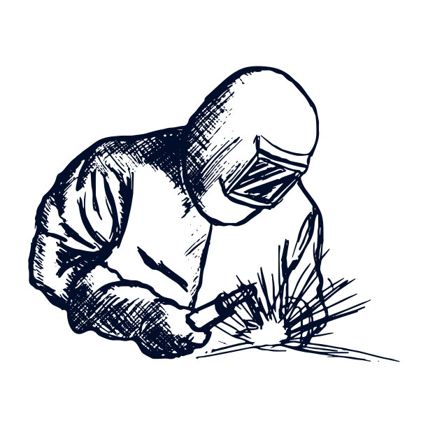 手绘符号焊工黑色剪影。向量图片下载