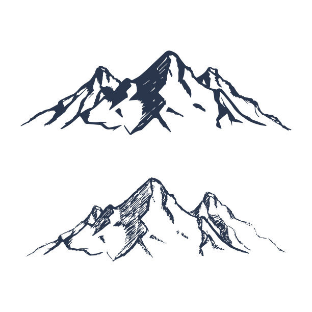 手绘岩石山峰素材素材图片