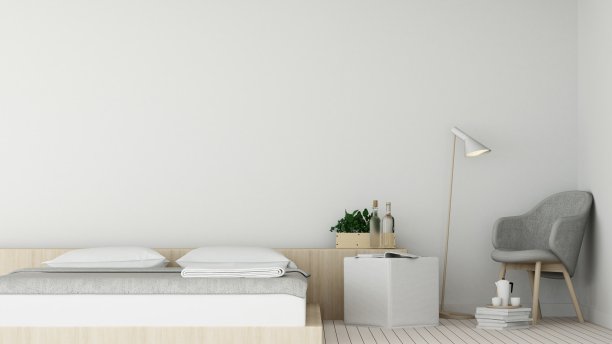 室内酒店卧室空间3d渲染图片下载