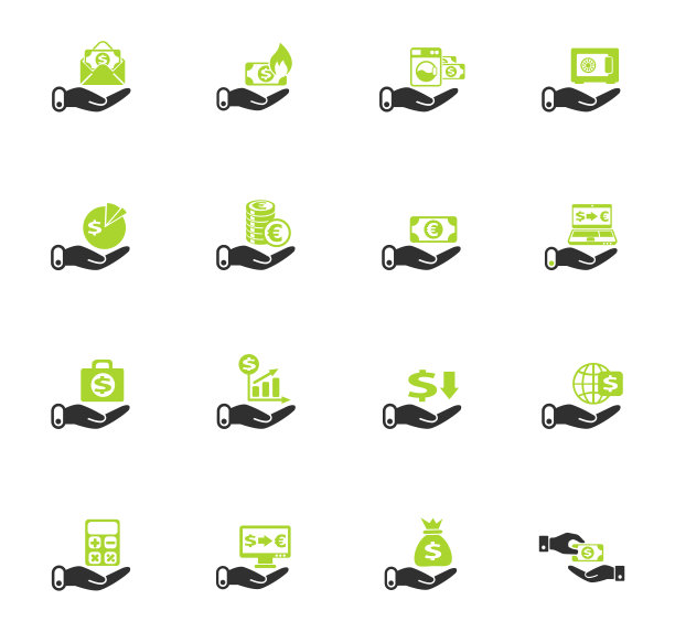 手和金钱图标集图片下载