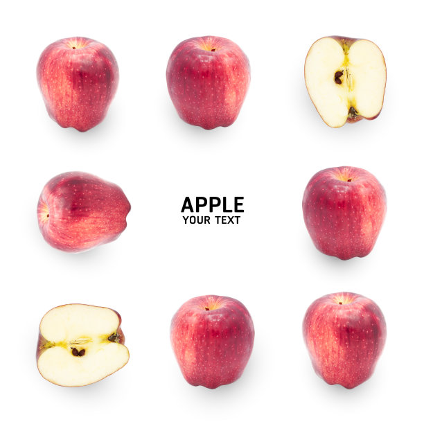 无缝图案与水果。苹果孤立在白色背景上。图片下载