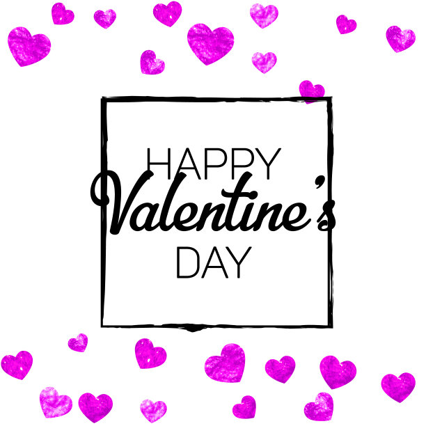 情人节卡片，粉红色的心。2月14日。矢量纸屑为情人节卡片模板。垃圾手工绘制纹理。图片下载