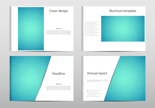 矩形的宣传册模板布局，封面，年度报告，杂志在A4大小与分子dna结构。几何抽象背景。矢量图图片下载