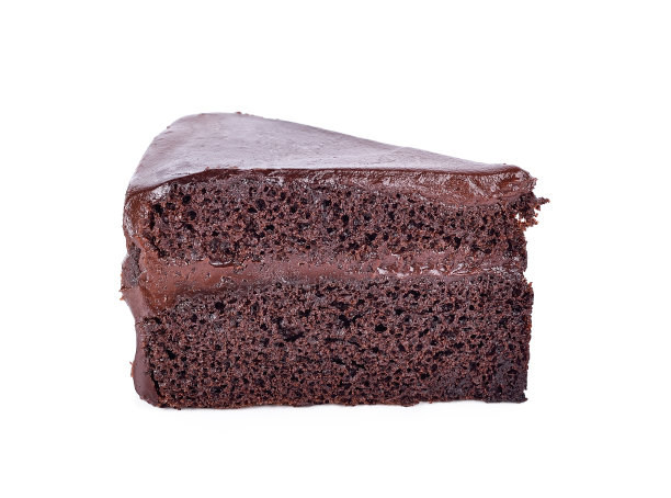 白色背景上的一块巧克力蛋糕图片下载