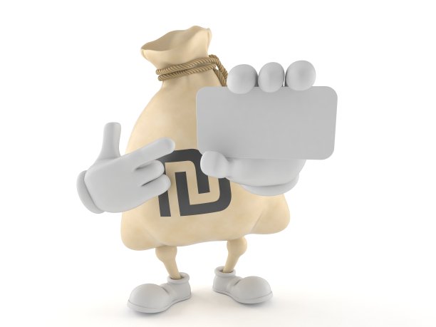 谢克尔钱袋字符持有空白名片图片下载